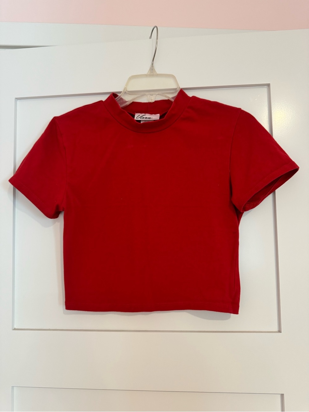 Vixen by Micheline Pitt cropped shirt- Red size M